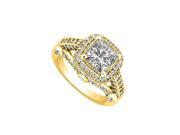 Fine Jewelry Vault UBJ6983AGVYCZ 1.50 CT CZ Halo Engagement Rings in 18K Yellow Gold Over Sterling Silver