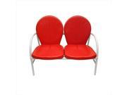 NorthLight Vibrant Red And White Retro Metal Tulip 2 Seat Double Chair