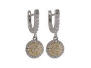 Dlux Jewels Two Tone Sterling Silver 10.2 mm Circle Dangling Cubic Zirconia Lever Back Earrings