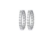 Fine Jewelry Vault UBNERV1ER036AGCZ24 CZ 24mm Round Prong.10 Inside Out Hoop Earrings in White Rhodium over Sterling Silver
