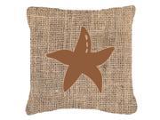Starfish Burlap and Brown Canvas Fabric Decorative Pillow BB1100