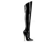 Devious DAG3060_B 12 Solid Brass Back Lace Up Thigh Boot Black Size 12