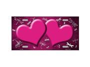 Smart Blonde LP 7708 Pink White Dragonfly Hearts Print Oil Rubbed Metal Novelty License Plate
