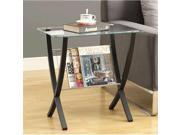Monarch Specialties I 3021 Cappuccino Bentwood Magazine Table With Tempered Glass