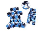 Klippo Pet KBD068XS Blue Black Argyle Fleece Turtleneck Pajamas Extra Small