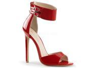 Pleaser SEXY19_R 10 Closed Back Ankle Strap Sandal with Back Zip Red Size 10