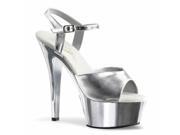 Fabulicious DORIS06_SGFA 9 Pump Embellished Heel Shoe with Rhinestone Silver Shimmer Size 9