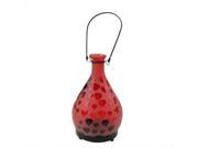 NorthLight 8.75 in. Frosted Red Hearts Glass Bottle Tea Light Candle Lantern Decoration