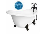 American Bath Factory T011F OB L Champagne Ascot 60 in. White Acrastone Air Bath Tub Old World Bronze Metal Finish Large