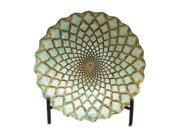 EcWorld Enterprises 7704426 Casa Cortes Hand Painted Gold Weave Artisan Glass Decorative Plate With Stand