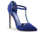 Pleaser SEXY25_BLUSA 9 T Strap Dorsay Pump Shoe with Rhinestone on Straps Trim Blue Size 9