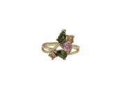 Dlux Jewels Multi Color Cubic Zirconia Leaf Design with Gold Plated Brass Ring 6 in.