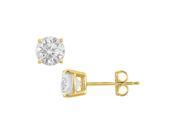 Fine Jewelry Vault UBERAGVY4RD2500CZ 18K Yellow Gold Vermeil Sterling Silver 25 Carat Brilliant Cut Round CZ Stud Earrings