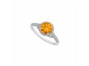 Fine Jewelry Vault UBNR83884AGCZCT Citrine CZ Specially Designed Engagement Ring in Sterling Silver 40 Stones