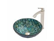 VIGO Oceania Glass Vessel Sink and Linus Faucet Set in Brushed Nickel Finish