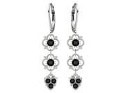 Lucia Costin Black Swarovski Crystal with Cute Charms Earrings Sterling Silver