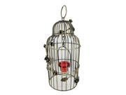 NorthLight 15 in. Antique Gold Finish Birdcage Tea Light Candle Holder Lantern with Rose Flowers
