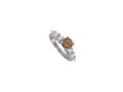 Fine Jewelry Vault UBNR50524AGCZSQ Graceful Smoky Quartz CZ Ring 1.25 CT TGW 2 Stones