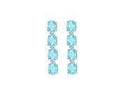 Fine Jewelry Vault UBER57W14AQ Totaling Eight Carat Oval Cut Created Aquamarine Drop Earrings in 14K White Gold Prong S