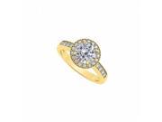 Fine Jewelry Vault UBNR83443Y14CZ April Birthstone CZ 14K Yellow Gold Halo Engagement Ring 1.50 CT TGW