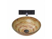 VIGO Mocha Swirl Glass Vessel Sink and Titus Wall Mount Faucet Set in an Antique Rubbed Bronze Finish