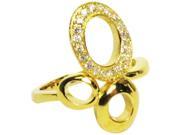 Dlux Jewels Gold Tone Sterling Silver Three Circles with Cubic Zirconia Ring Size 7