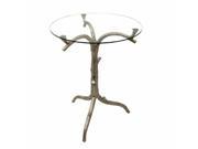 EcWorld Enterprises 7748803 Urban Designs Tree Trunk Glass Top Round Pedestal Metal Accent End Table