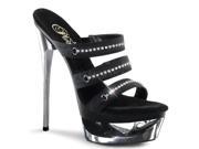 Pleaser ECP603_BPS_SCH 6 1.75 in. Cut Out Platform Triple Band Slide Shoe Black Silver Size 6