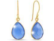 SuperJeweler 18K 12 Ct. Blue Chalcedony Pear Shape Earrings Gold Overlay