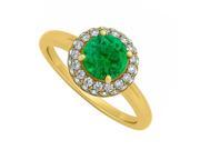 Fine Jewelry Vault UBNR50533Y14DE 0.75 CT Emerald Diamond Halo Engagement Ring 14K Yellow Gold 37 Stones