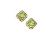 Fine Jewelry Vault UBNER40869Y14CZPR August Birthstone Peridot with CZ Earrings in 14K Yellow Gold