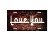 Smart Blonde LP 7856 Love You On Brick Wall Novelty Metal License Plate