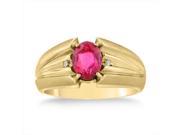 SuperJeweler 1.5 Ct. Created Ruby And Diamond Mens Ring Crafted In Solid Yellow Gold