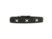 Rockinft Doggie 844587014452 .75 in. x 16 in. Leather Collar with Heart Bones Rivet Black