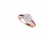 Fine Jewelry Vault UBNR50867EAGVRCZ CZ Split Shank Halo Ring in 14K Rose Gold Vermeil