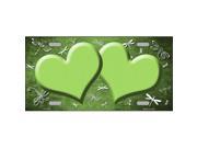Smart Blonde LP 7718 Lime Green White Dragonfly Hearts Print Oil Rubbed Metal Novelty License Plate