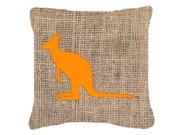 Kangaroo Burlap and Orange Canvas Fabric Decorative Pillow BB1008
