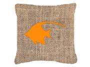 Fish Angel Fish Burlap and Orange Canvas Fabric Decorative Pillow BB1019
