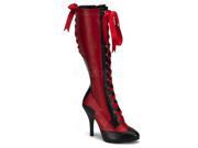 Bordello TEM126_RB_PU 8 Ribbon Lace Up Knee Boot Red Black Size 8