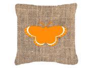 Butterfly Burlap and Orange Canvas Fabric Decorative Pillow BB1039