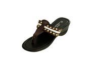 Bulk Buys OL227 1 Brown Wedge Sandals with Stripe Spike Accents