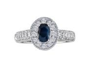 SuperJeweler 14K 1 Ct. Antique Style Sapphire And Diamond Ring White Gold