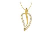 Fine Jewelry Vault UBNPD31513AGVYCZ Cubic Zirconia Leaf Pendant in Gold Vermeil over Sterling Silver 0.25 CT TGWJewelry Gift