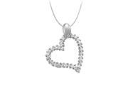 Fine Jewelry Vault UBNPD30713AGCZ April birthstone Cubic Zirconia Heart Pendant in Sterling Silver 0.50 CT TGW