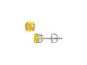 Fine Jewelry Vault UBER14WH4RD700YS Stud Earrings Created Yellow Sapphire in 14K White Gold with 7 Carat TGW