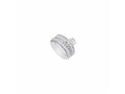 Fine Jewelry Vault UBJS813ABW14CZ CZ Engagement Ring With Wedding Band Sets 14K White Gold 1 CT TGW