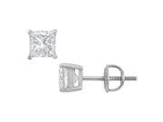 FineJewelryVault UBER18WHSQ150DSI 101 18K White Gold Princess Cut Diamond Stud Earrings 1.50 CT. TW.