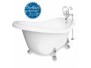 American Bath Factory T011F CH L Champagne Ascot 60 in. White Acrastone Air Bath Tub Chrome Metal Finish Large