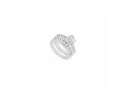 Fine Jewelry Vault UBJS1141ABW14CZ CZ Engagement Ring With Wedding Band Sets 14K White Gold 1.50 CT TGW