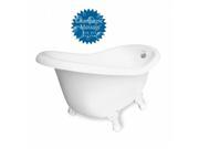 American Bath Factory T010A WH R DM 7 Champagne Ascot 60 in. White Acrastone Tub Drain White Metal Finish Small